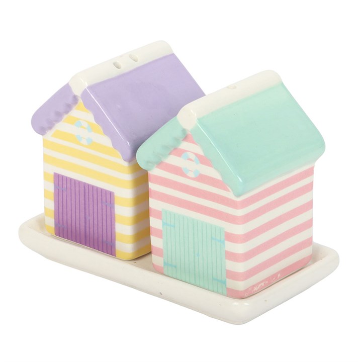 Pastel Beach Hut Salt and Pepper Shakers N/A