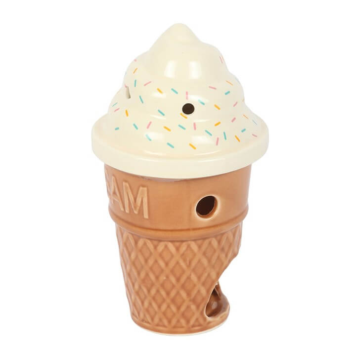 Ice cream cone-shaped toy with sprinkles on a white background