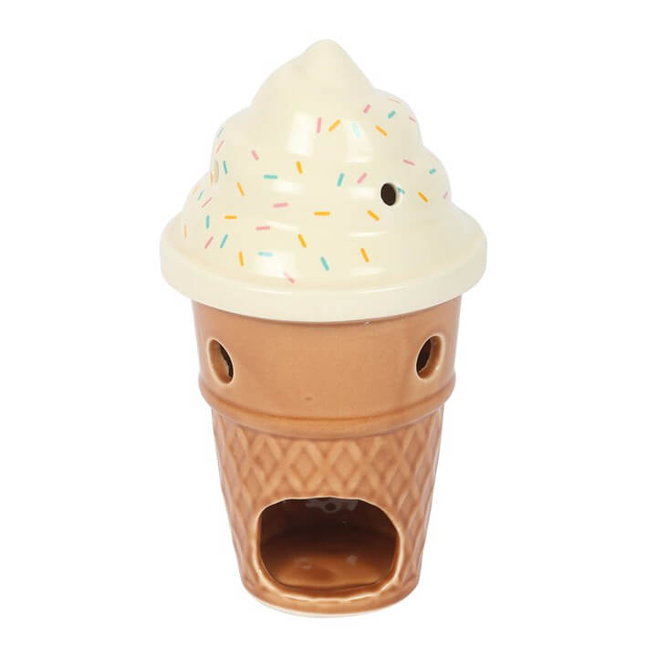 Ice cream cone-shaped toy with sprinkles on a white background