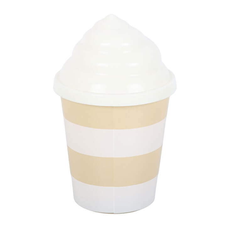 Ice Cream Scented Candle in a ceramic tub styled like a classic ice cream cup with a swirled lid.