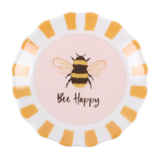 Striped Bee Happy Trinket Dish
