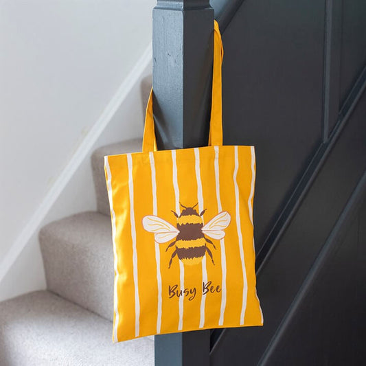 Striped Busy Bee Tote Bag