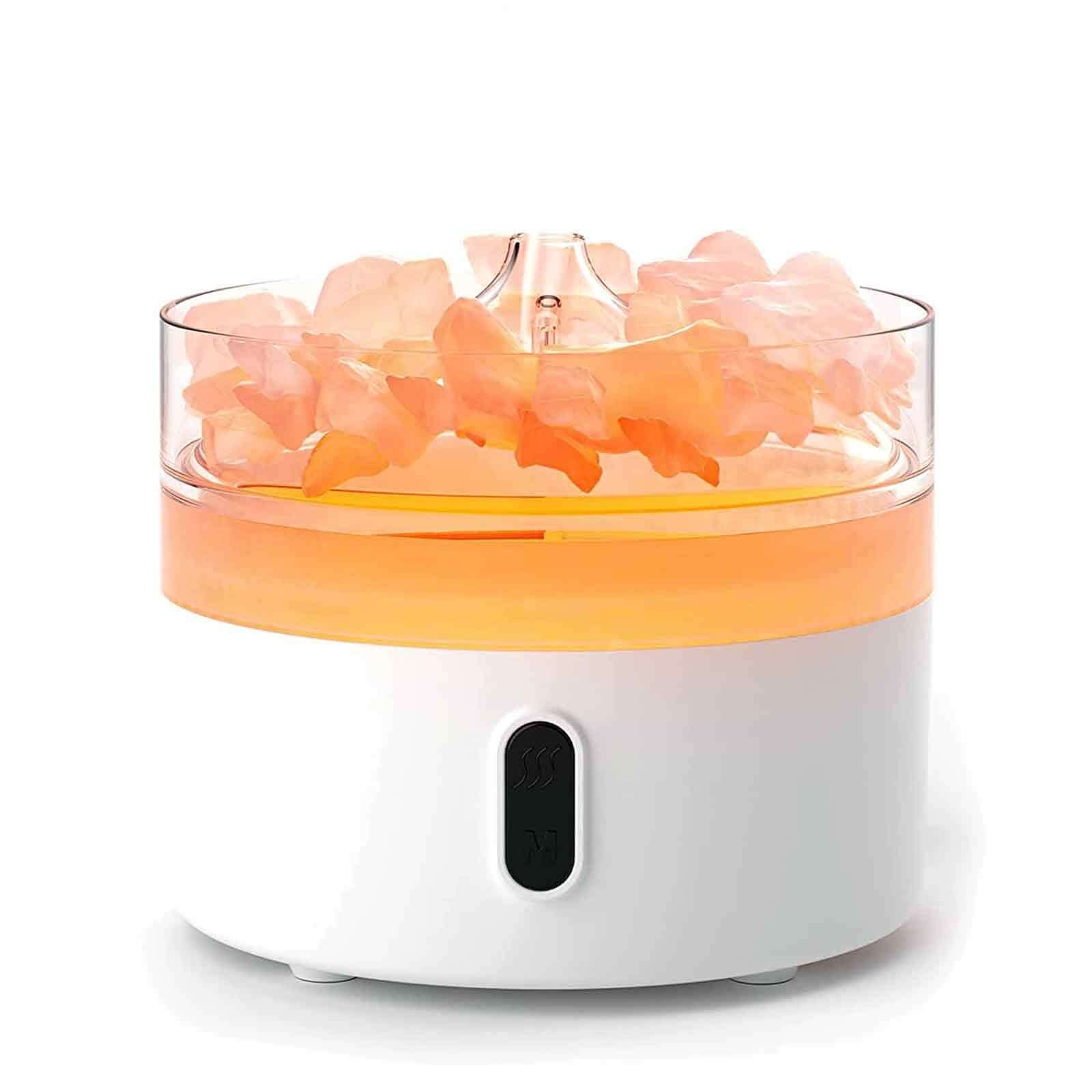 Himalayan Salt Aroma Diffuser with flame effect, illuminated chamber filled with salt, USB-C night light for aromatherapy