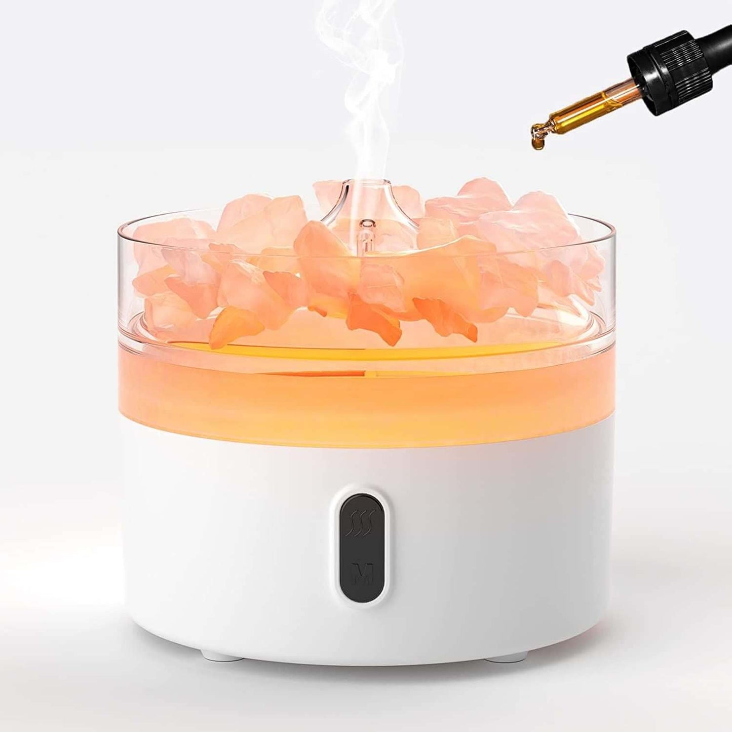 Himalayan Salt Aroma Diffuser showcasing salt crystals and aromatic mist, perfect for aromatherapy and relaxation.