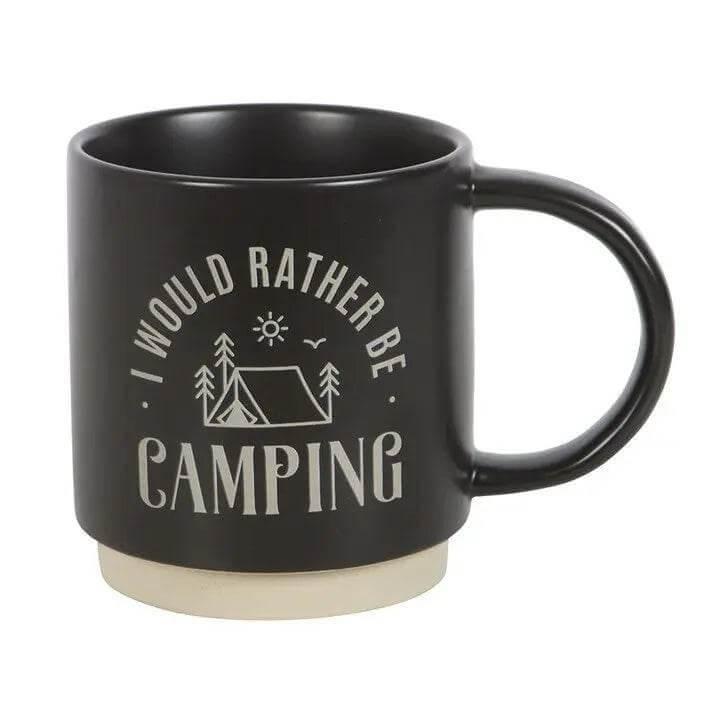 I Would Rather Be Camping Mug with 3-in-1 Spork – 500ml Ceramic Outdoor Mug displayed against a white background.