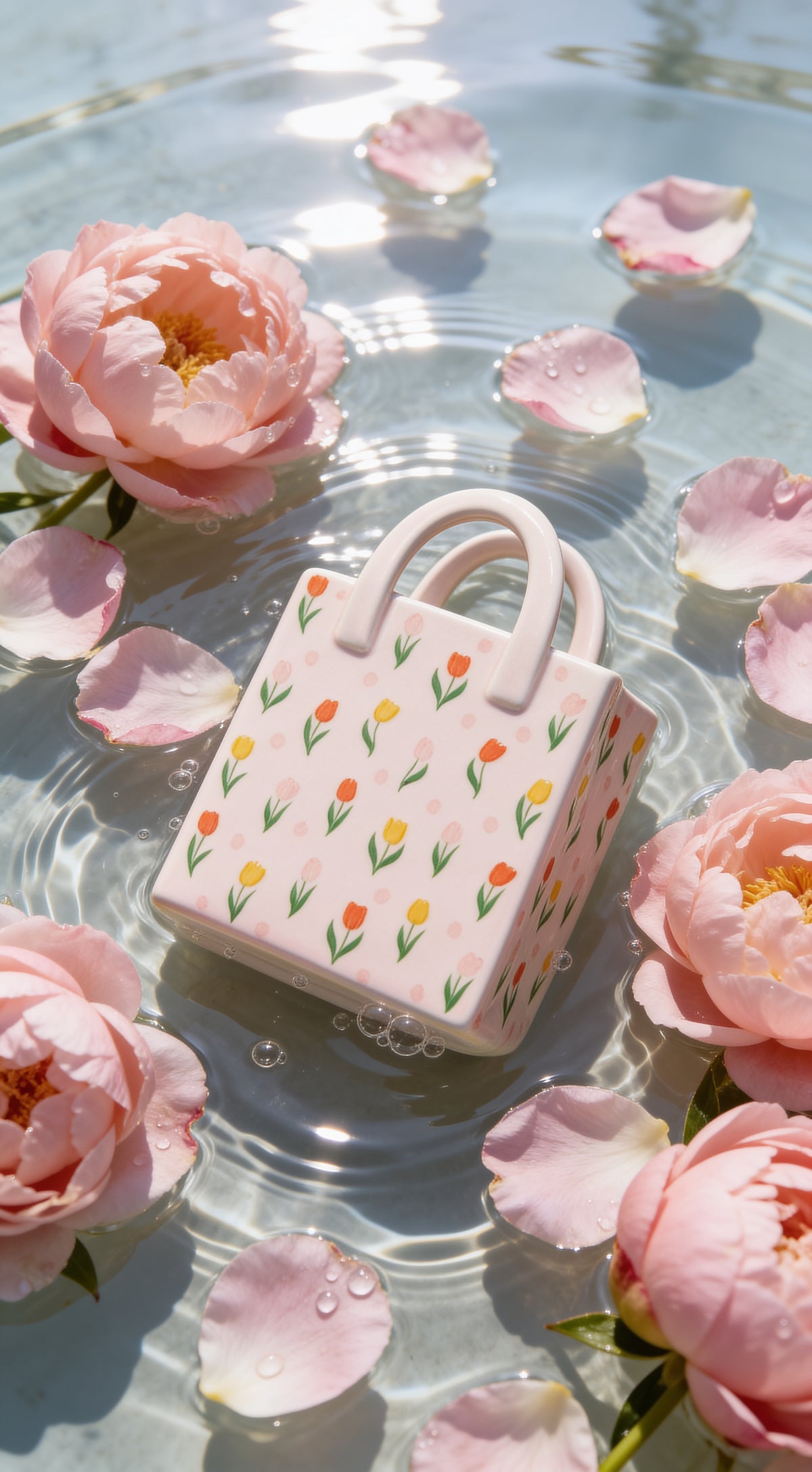 Tulip Print Pot Bag-Shaped Flower Vase