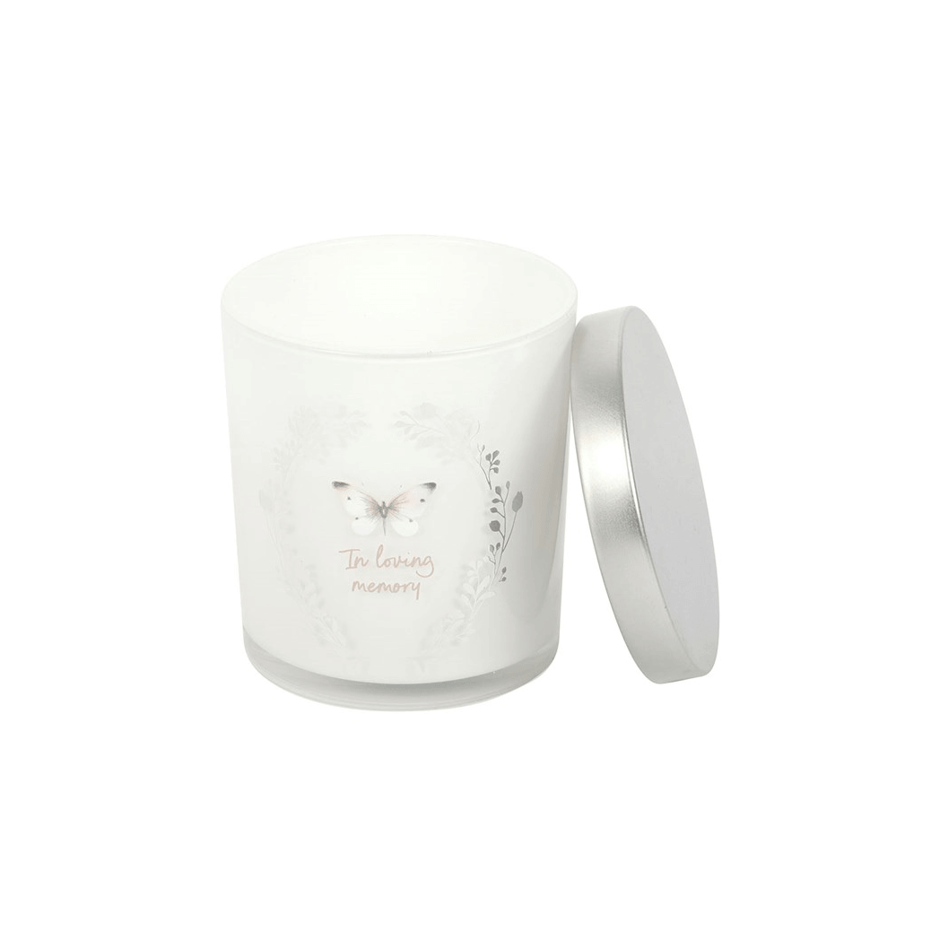 In Loving Memory White Butterfly Vanilla Candle