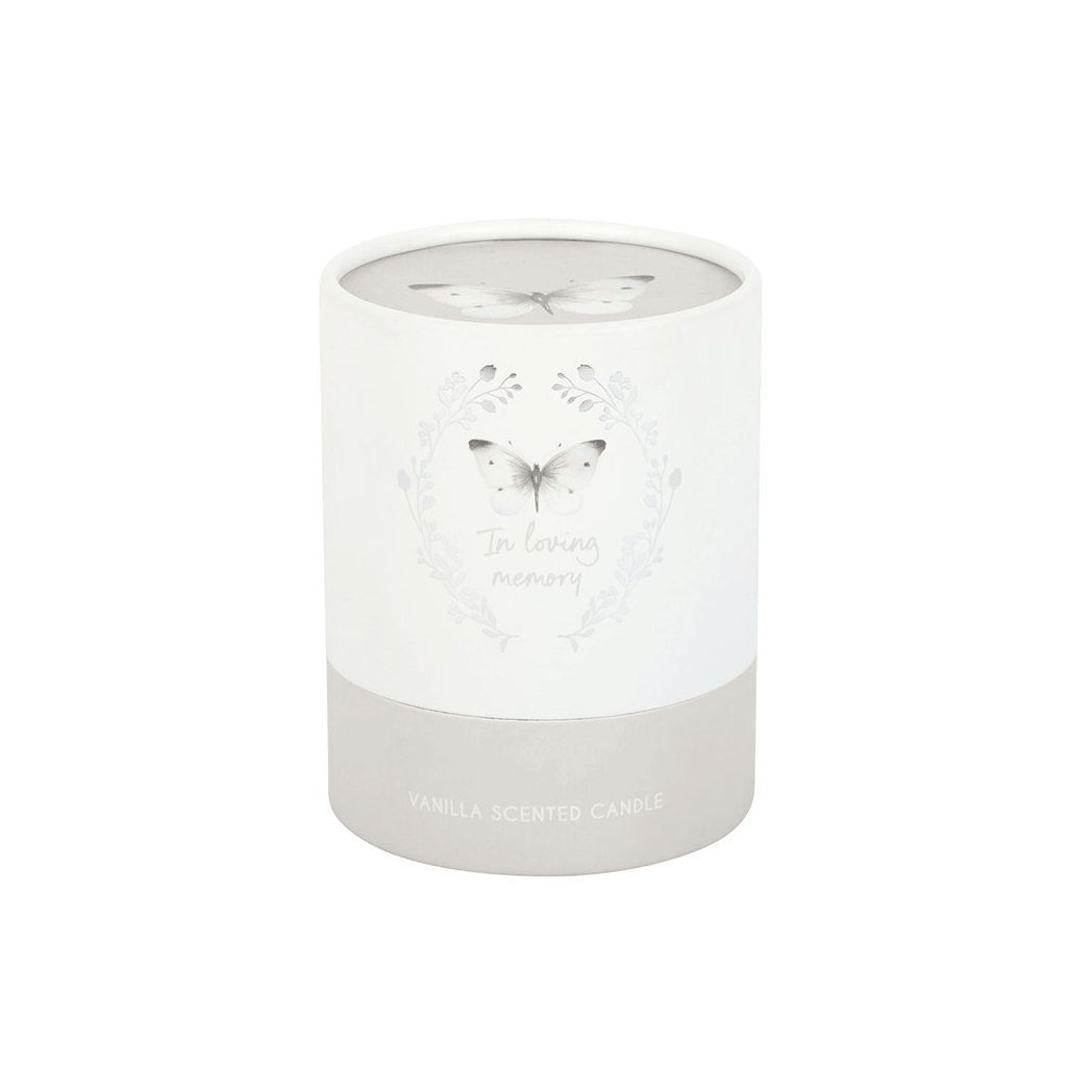 In Loving Memory White Butterfly Vanilla Candle