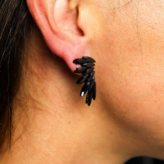 Jet Black - Vintage Glass - Faries - Earrings