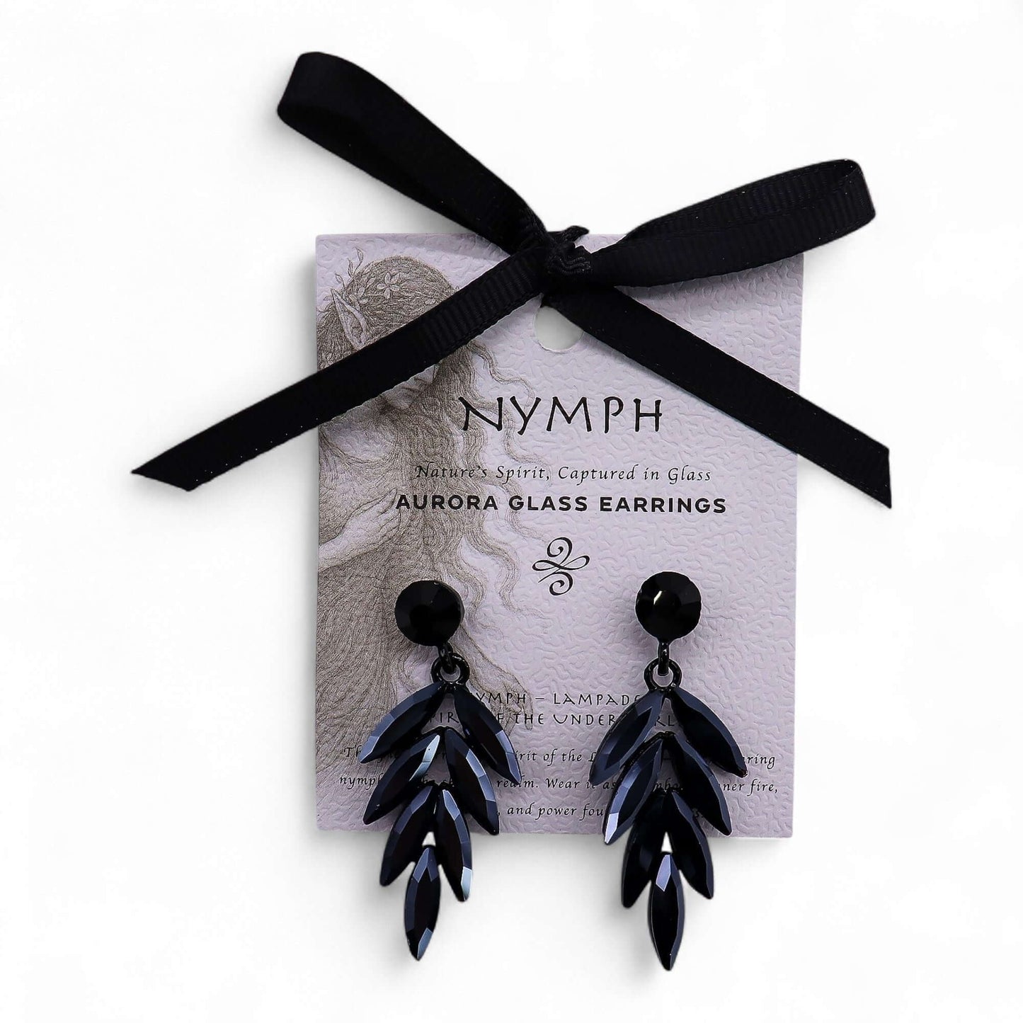 Jet Black - Vintage Glass - Long Drop - Earrings