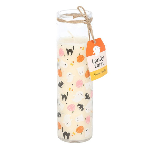 Sweet and Spooky Print Candy Corn Tube Candle N/A