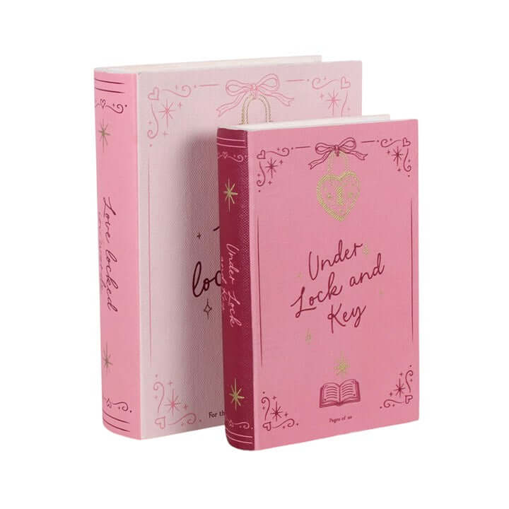 Set of 2 Heart Locket Book Shaped Storage Boxes