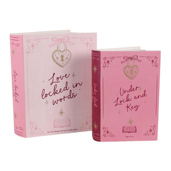 Set of 2 Heart Locket Book Shaped Storage Boxes