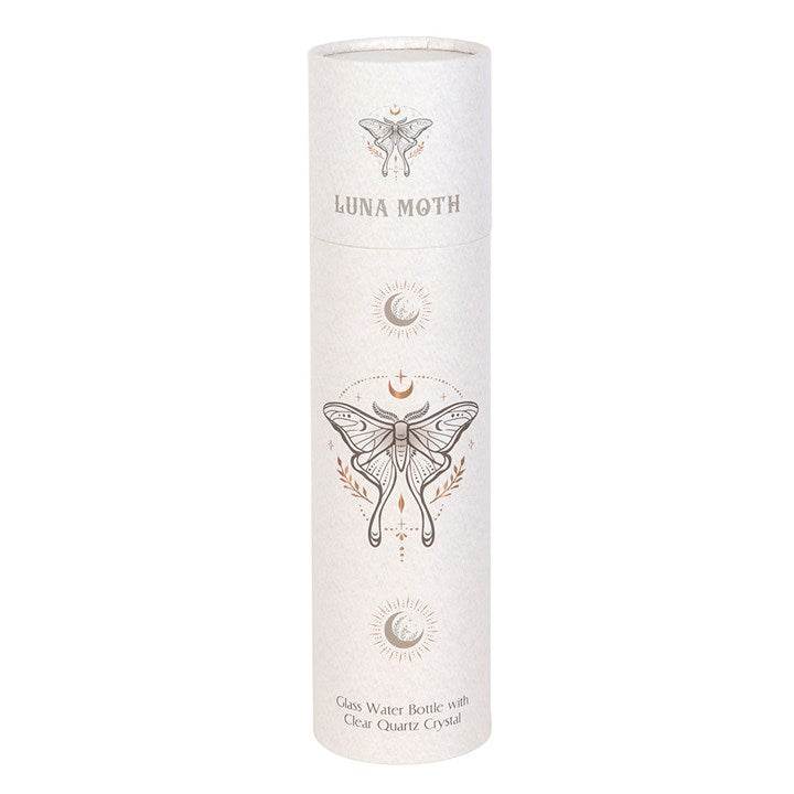 Luna Moth Glass Water Bottle with Clear Quartz Crystal – 500ml-Sociodigi