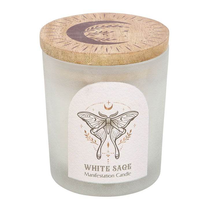 Luna Moth Manifestation Candle with Clear Quartz – White Sage Infused-Sociodigi