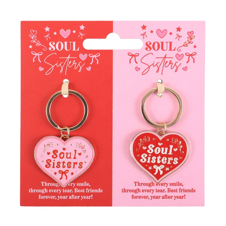 Pair of Soul Sisters Love Heart Keyrings N/A