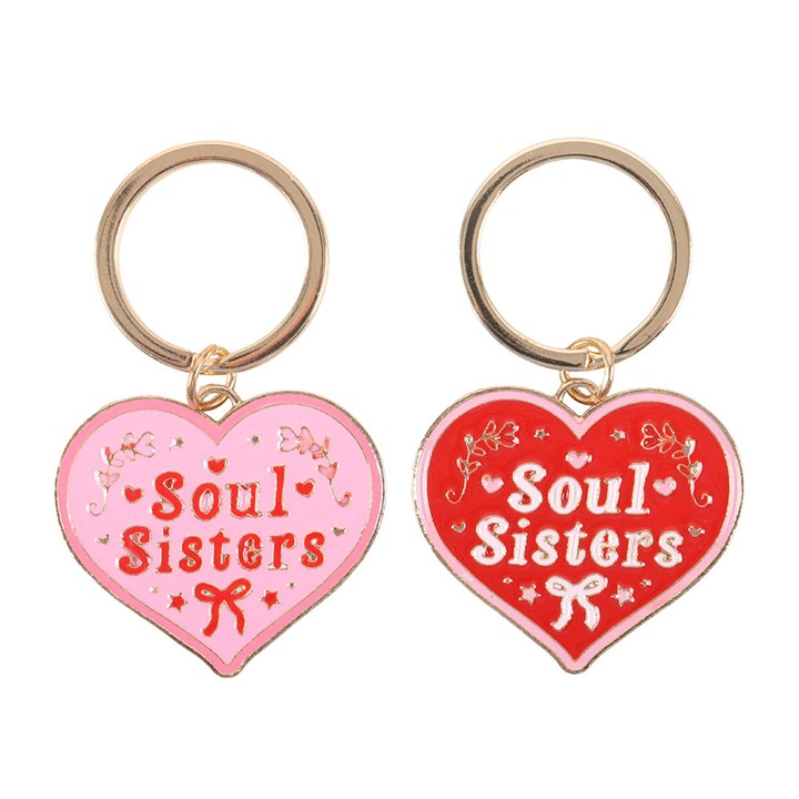 Pair of Soul Sisters Love Heart Keyrings N/A