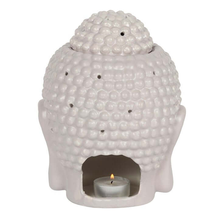 Large Grey Buddha Head Oil Burner and Wax Warmer-Sociodigi