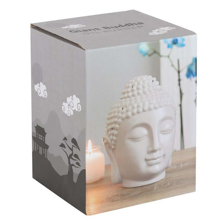 Large Grey Buddha Head Oil Burner and Wax Warmer-Sociodigi