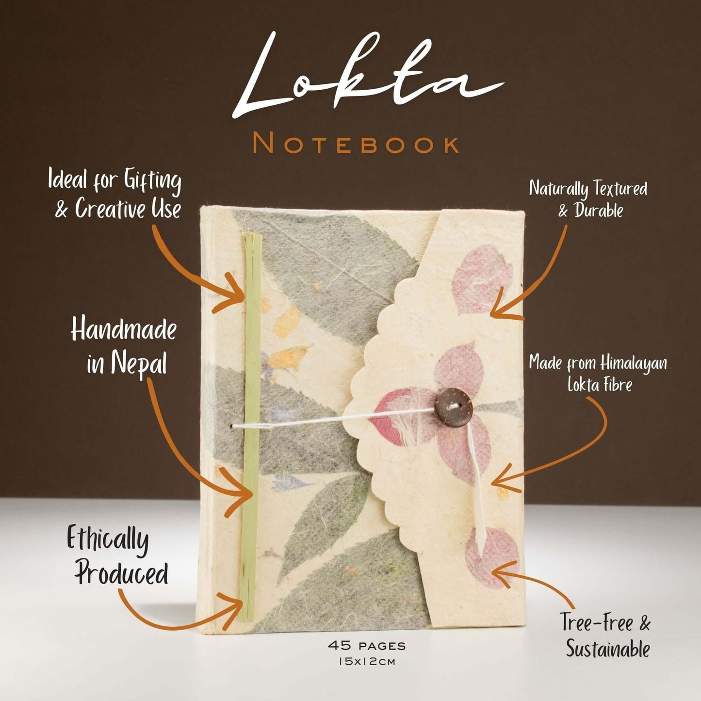 Lokta Bougainvillea Notebook – Medium (15x12cm) – 45 Leaves