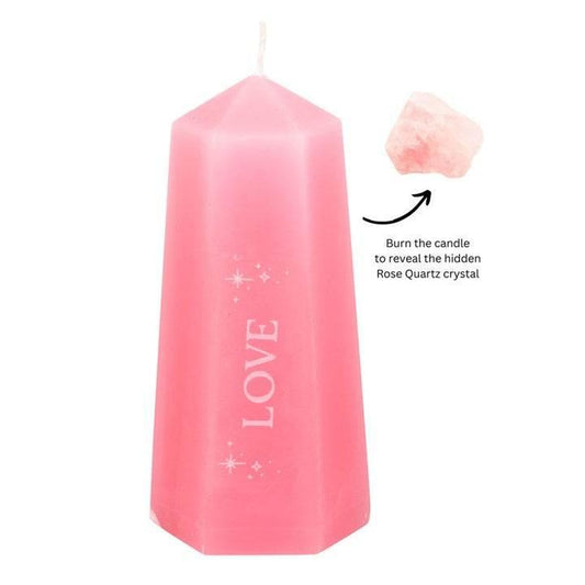 Love Crystal Candle with Rough Rose Quartz-Sociodigi