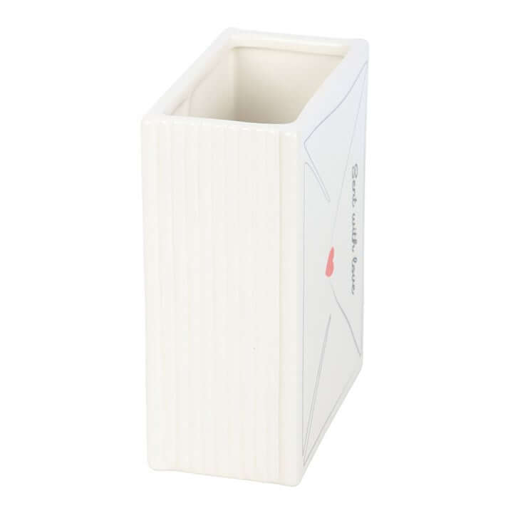Love Letter Valentine's Day Flower Vase shaped like a sealed love letter with heart details, perfect for romantic decor.