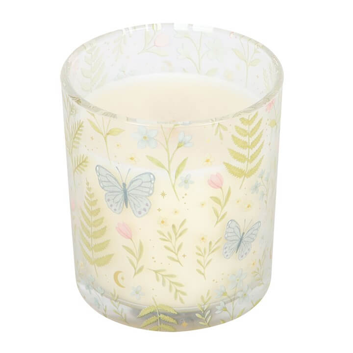 Luna Bloom Butterfly Sage And Cedarwood Candle In Glass Holder 4 Oz Gift Tube