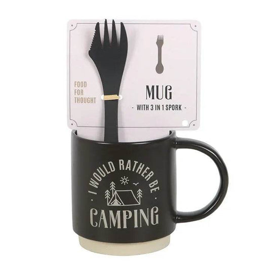 I Would Rather Be Camping Mug with 3-in-1 Spork-Sociodigi