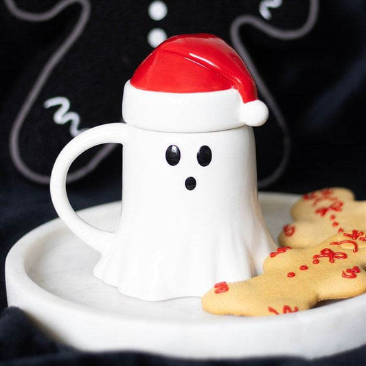 Ghost Shaped Mug with Santa Hat Lid Spooky Christmas Mug – Sociodigi-Sociodigi