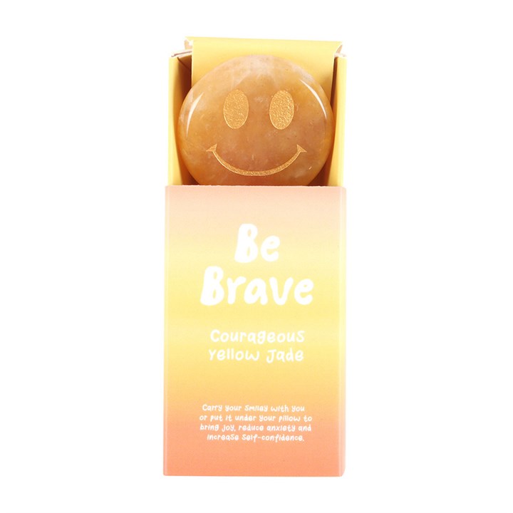 Be Brave Yellow Jade Happy Face Crystal N/A
