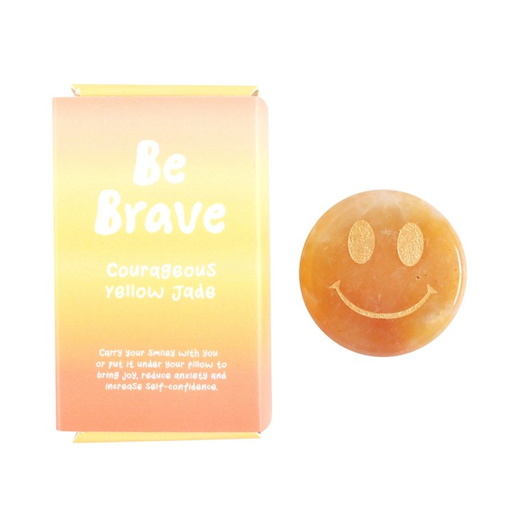Be Brave Yellow Jade Happy Face Crystal N/A