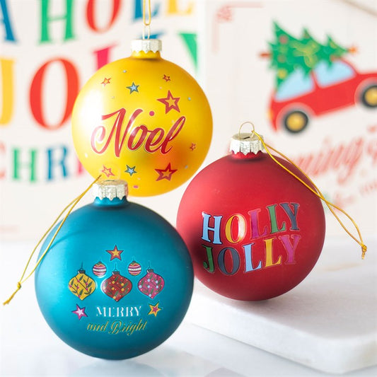 Set of 3 Nostalgic Christmas Glass Baubles-Sociodigi