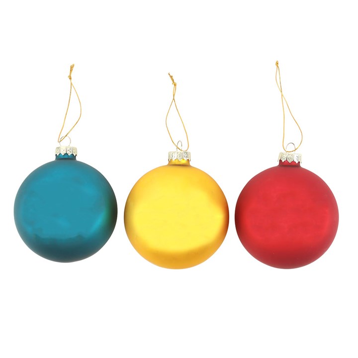 Set of 3 Nostalgic Christmas Glass Baubles-Sociodigi