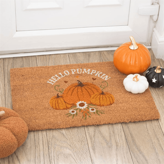 Natural Autumn Days Hello Pumpkin Doormat