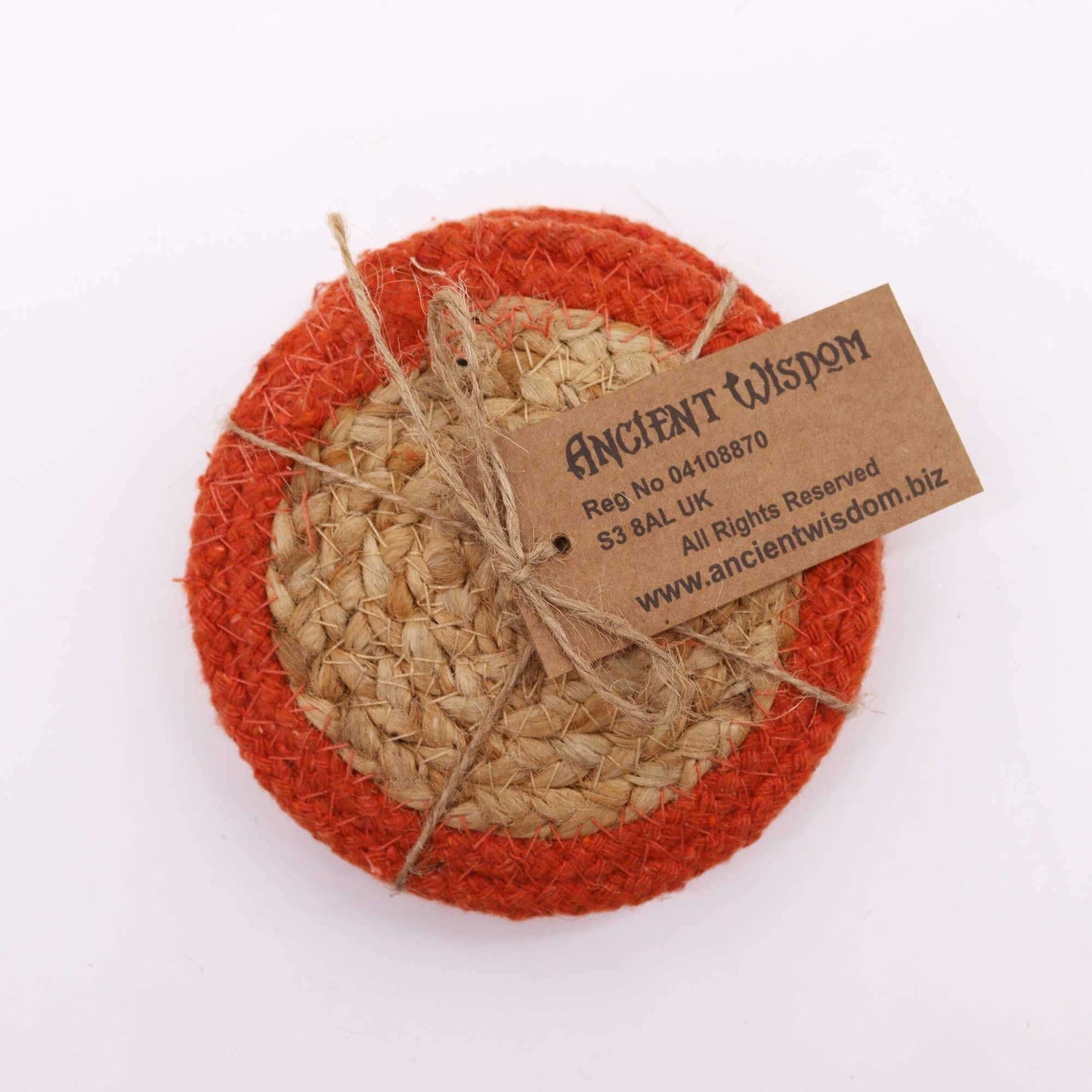 Jute & Cotton Natural Coaster 10cm with clay border, set of 4, featuring focus keyword Cotton Natural Coaster.