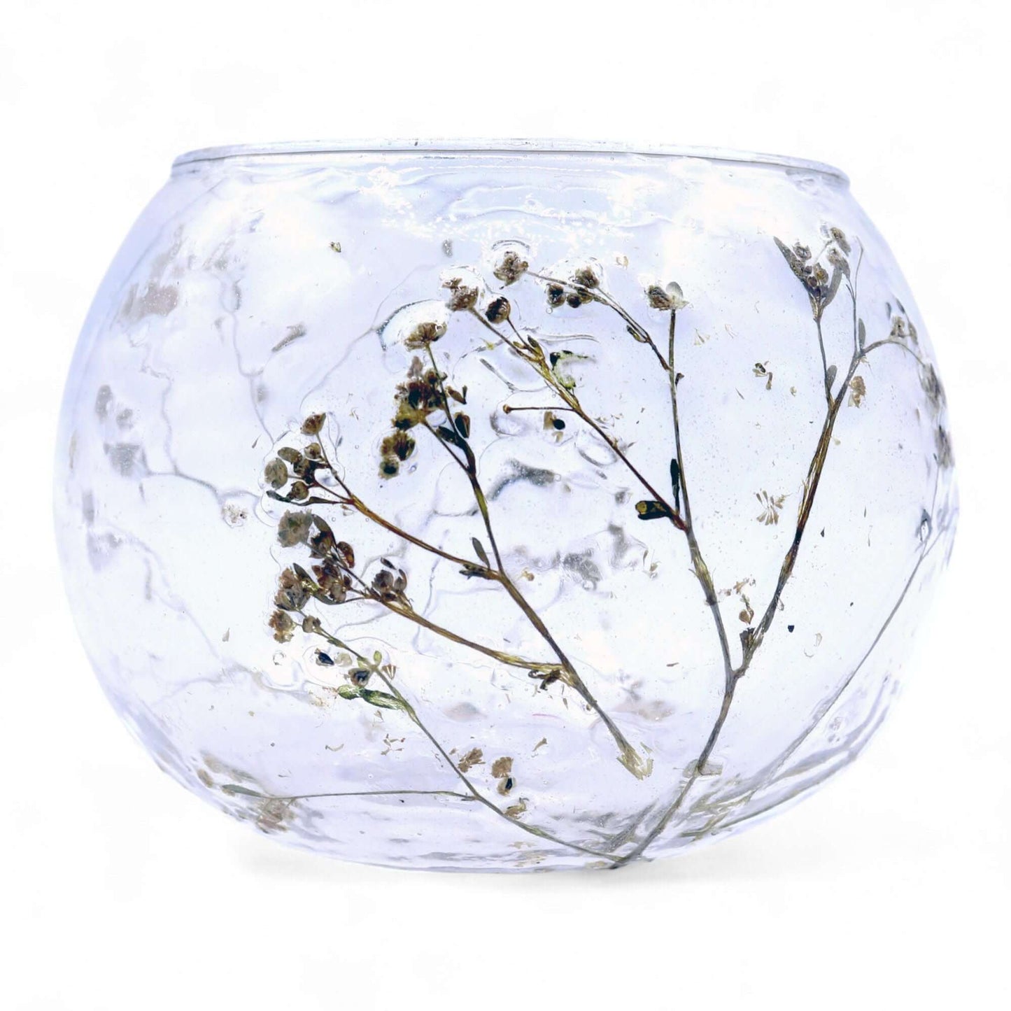 Natural Floral Glass - Bowl Candle Holder - Margarita - (8x10cm)