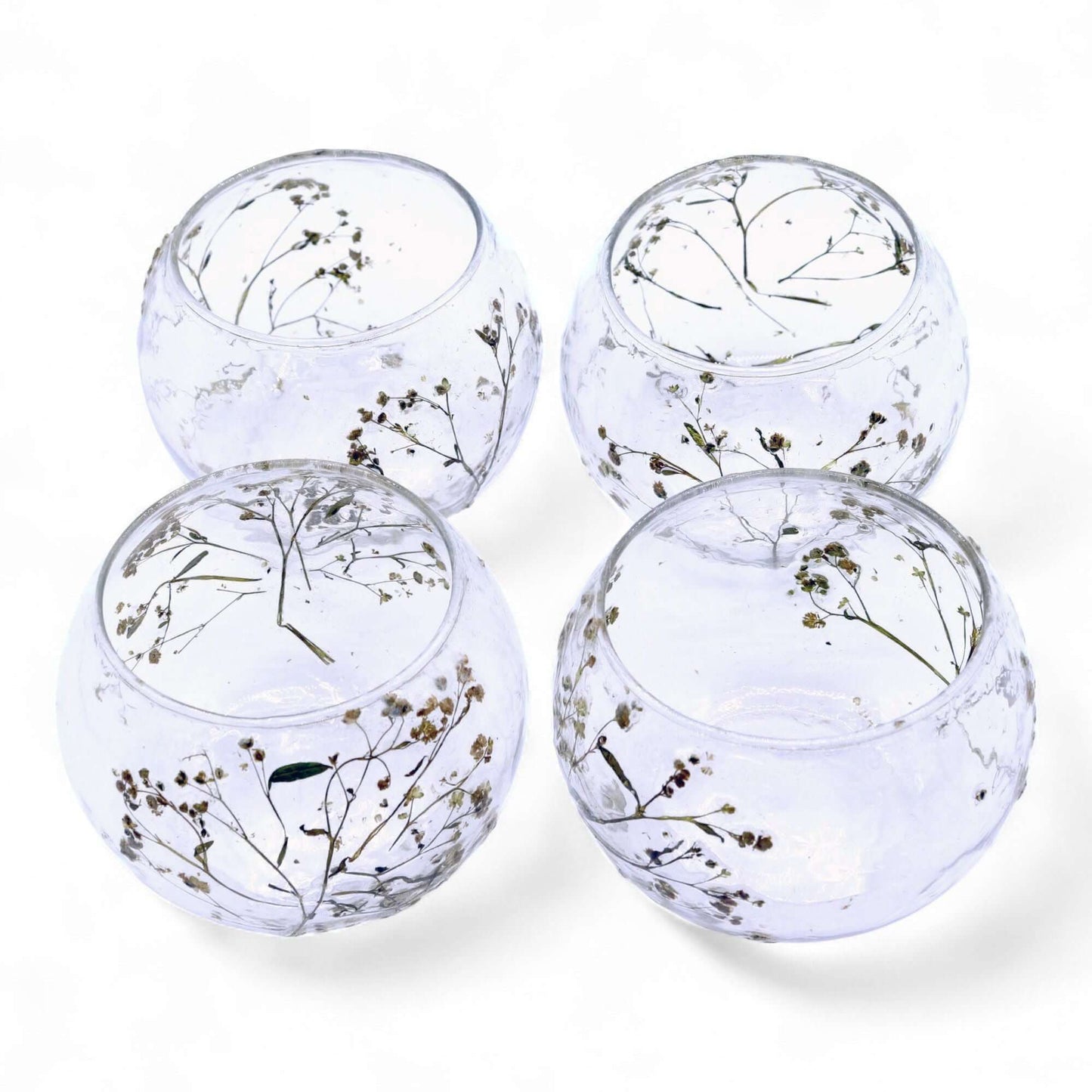 Natural Floral Glass - Bowl Candle Holder - Margarita - (8x10cm)