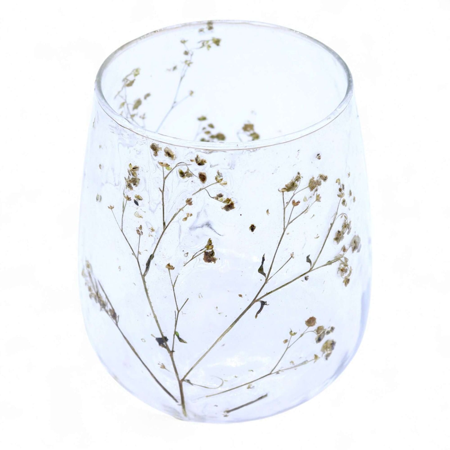 Natural Floral Glass Vase Candle Holder with dried flowers, 12x11cm, perfect for creating a calming ambiance.