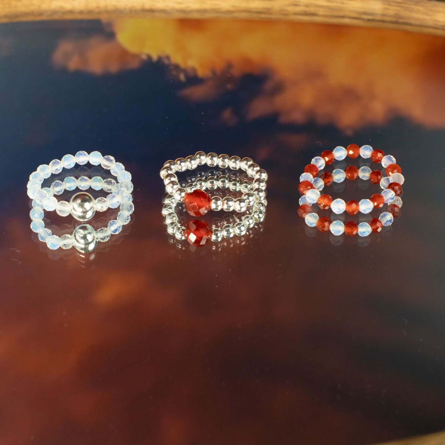 Nymph Spirit Gemstone Ring Set - Blood Moon