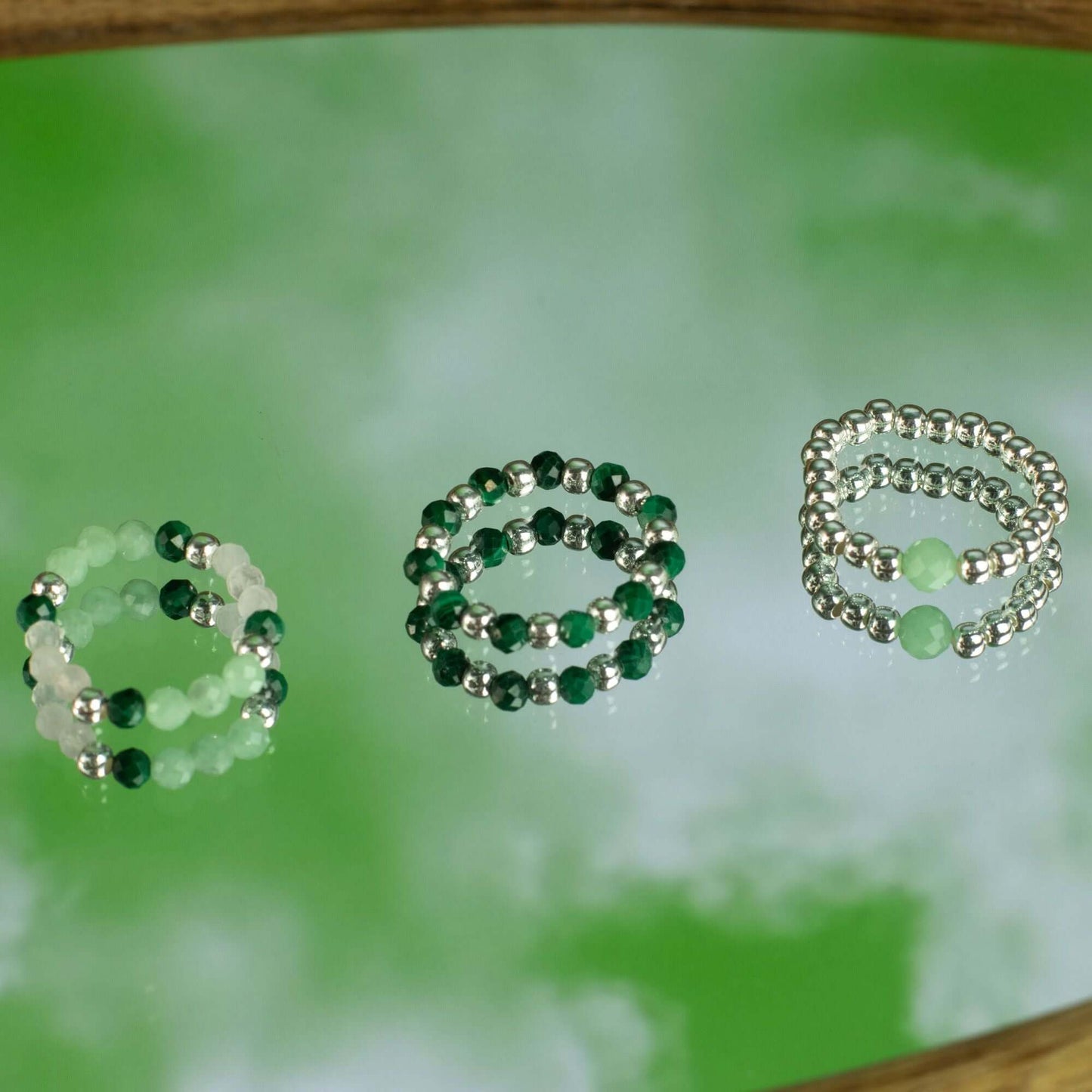 Nymph Spirit Gemstone Rings Set - Forest Spirit