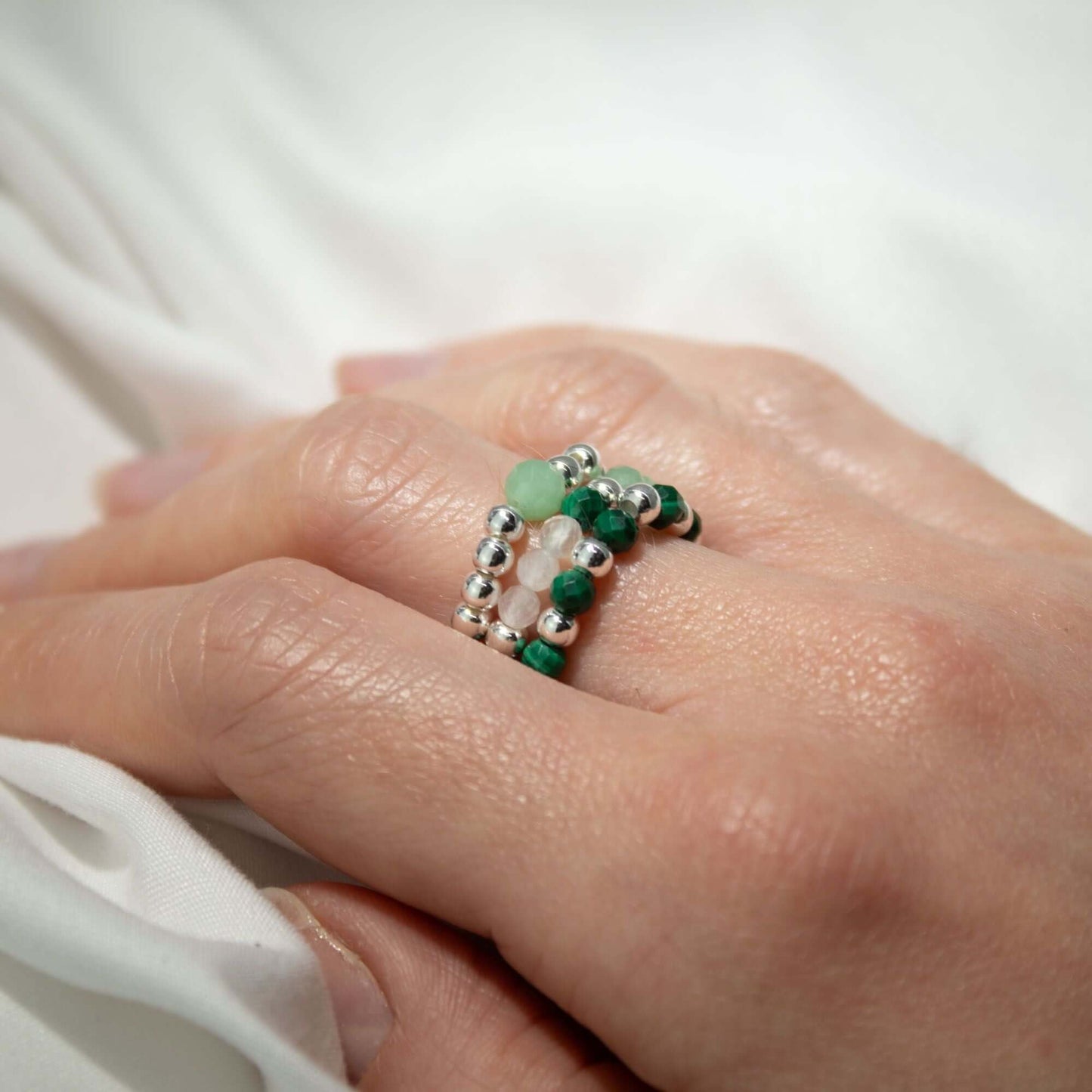 Nymph Spirit Gemstone Rings Set - Forest Spirit