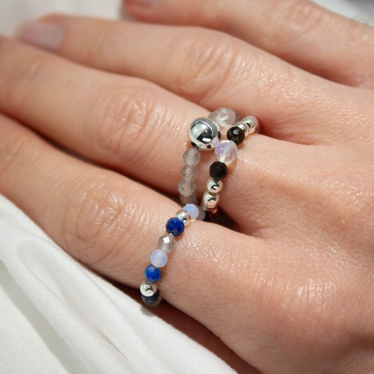 Nymph Spirit Gemstone Ring Set - Northern Lights