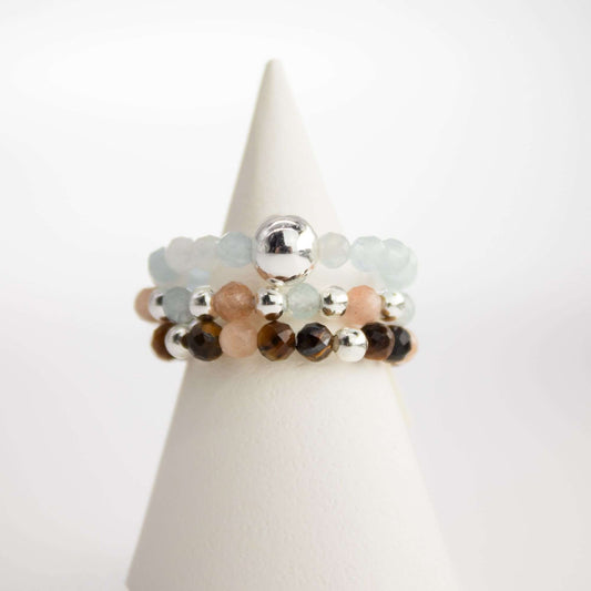 Nymph Spirit Gemstone Ring Set - Sea Sunset