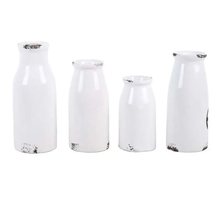 Set of 4 Decorative Milk Bottles