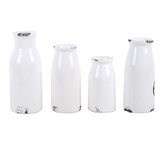 Set of 4 Decorative Milk Bottles