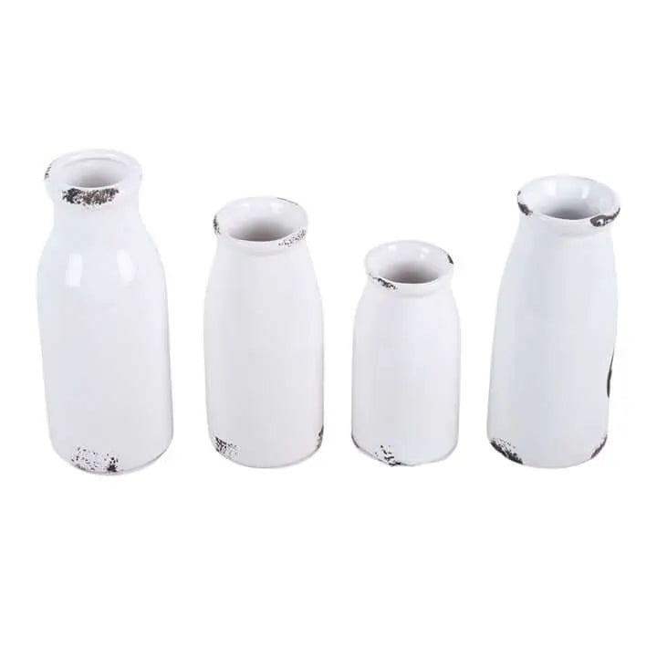 Set of 4 Decorative Milk Bottles