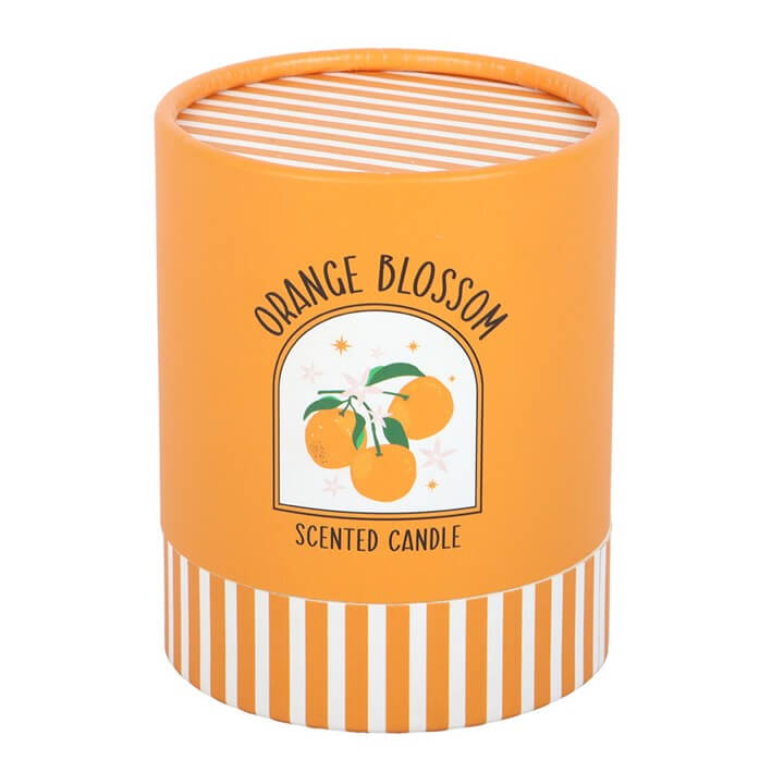 Orange Blossom Scented Candle In Striped Glass Jar