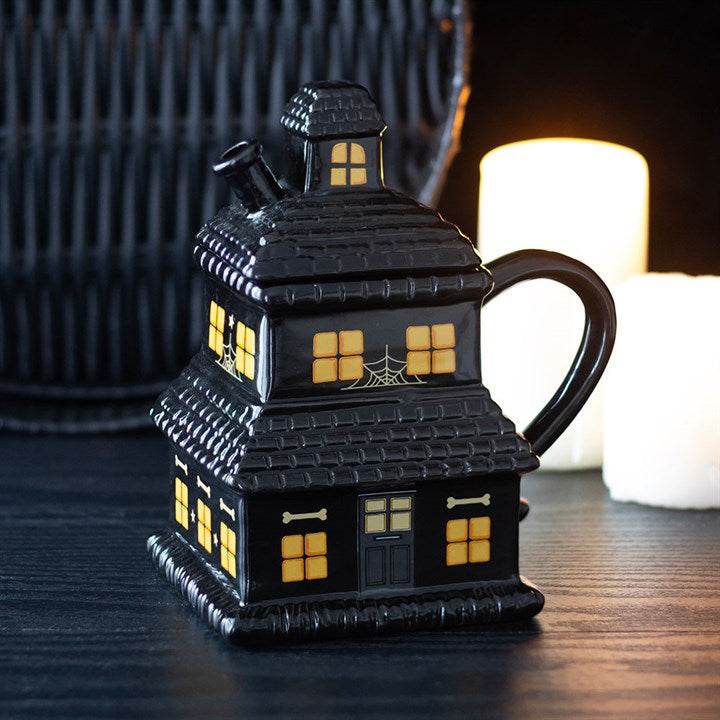 Black Haunted House Mug Spooky Ceramic Halloween Coffee Cup 480ml-Sociodigi
