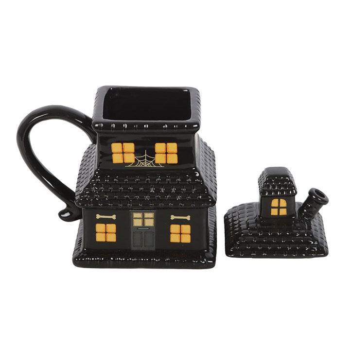 Black Haunted House Mug Spooky Ceramic Halloween Coffee Cup 480ml-Sociodigi