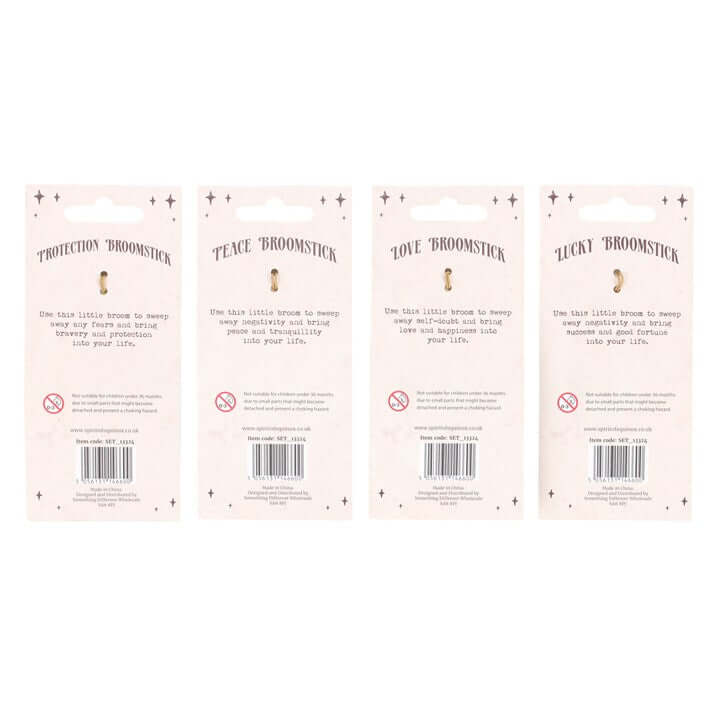 Pack of 12 Lucky Crystal Broomstick Car Charms – 4 Magical Designs-Sociodigi
